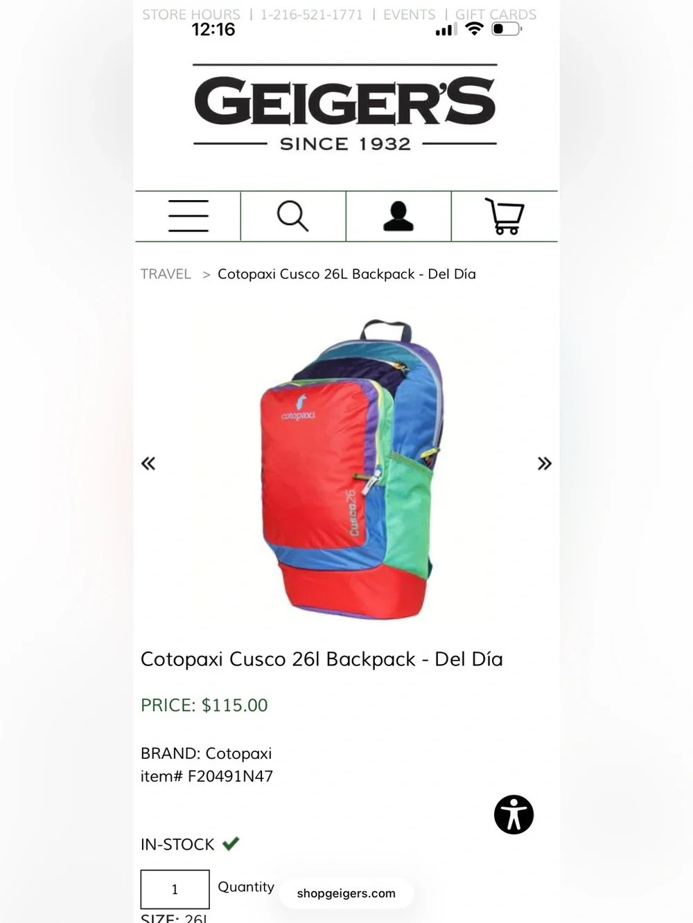 cotopaxi Multicolor Cusco 26 Backpack — Black Front, Blue Base, Red Accent - Picture 12 of 12